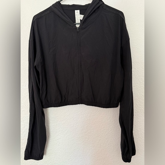 ALO Yoga Cropped Breezy Full-Zip Hoodie black Size: Medium - Picture 5 of 12